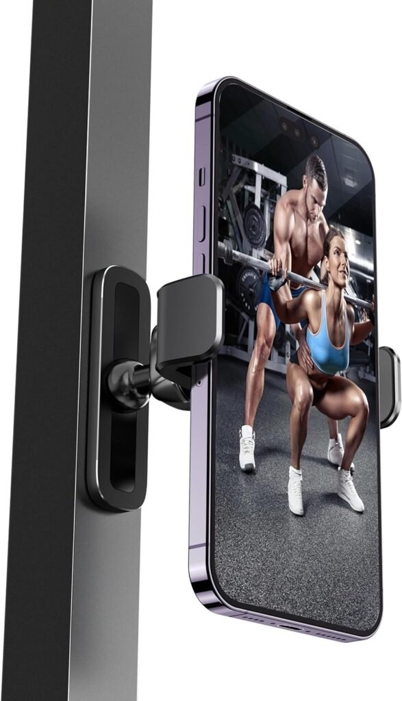 APPS2Car Gym Magnetic Phone Holder, 360 Adjustable, Compatible with 4.7-6.5 Smartphones, Alloy Base and Joint, Black