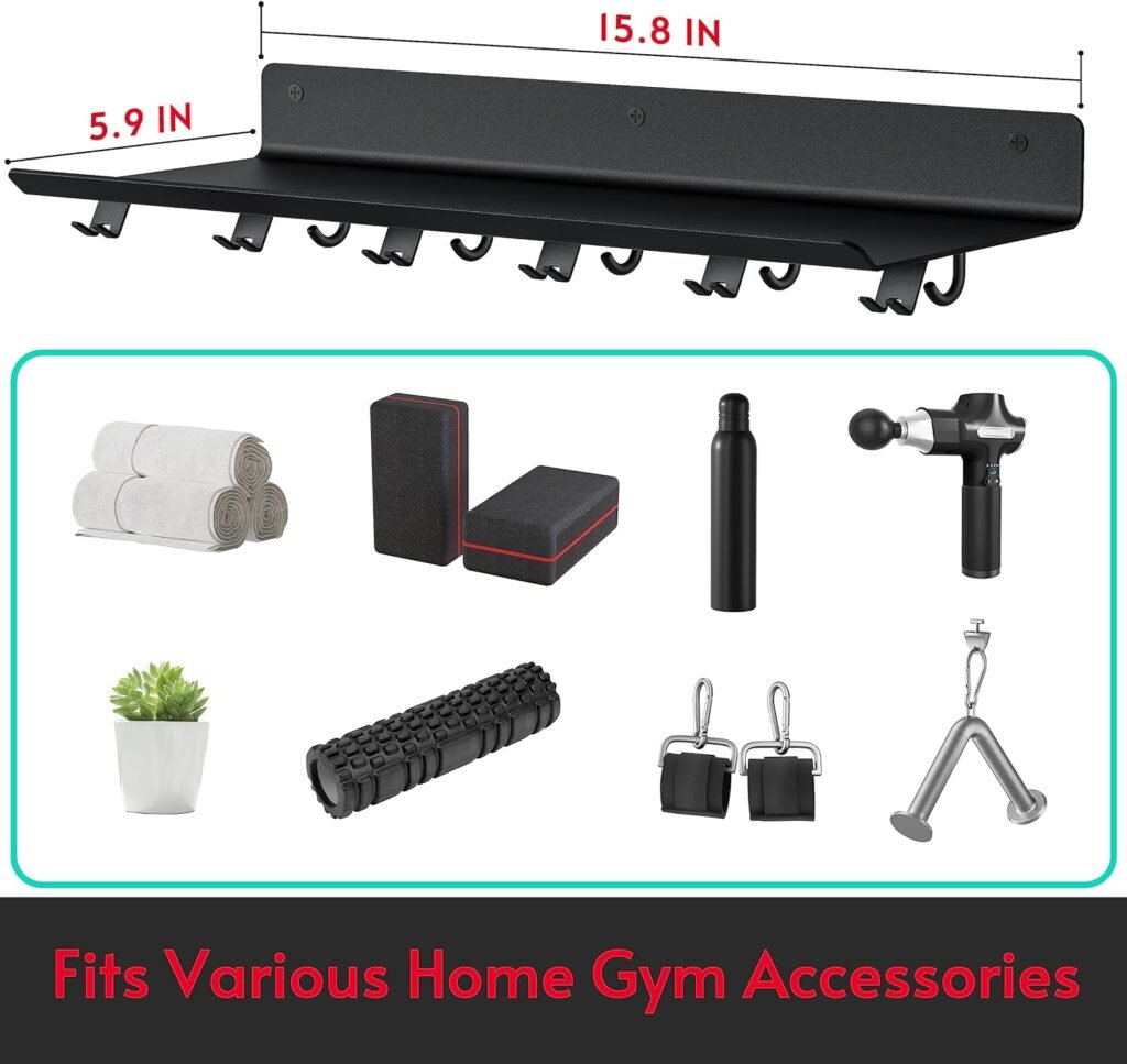 Crostice Floating Shelf Compatible with Tonal Accessories, Shelf for Home Gym Storage, Gym Rack Wall Mount Organizer, Workout Metal Shelf Holder, T Lock Adapters Hanger, US Patent Holding!!!