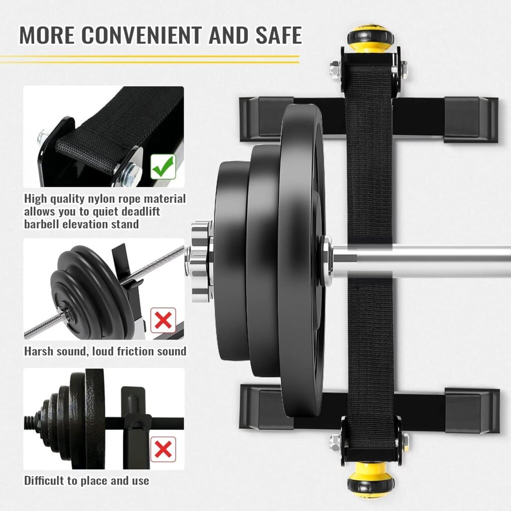 Deadlift Sling Racks for Home Gym, Deadlift Platform for Home Gym Weightlifting Plates Rack Deadlift Barbell Elevation Stand with 5-Level Height Adjustment