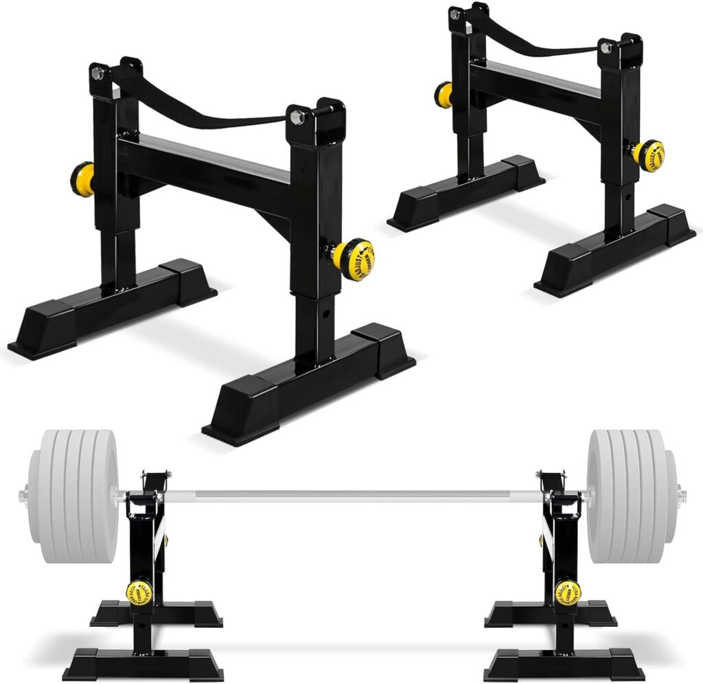 Deadlift Sling Racks for Home Gym, Deadlift Platform for Home Gym Weightlifting Plates Rack Deadlift Barbell Elevation Stand with 5-Level Height Adjustment