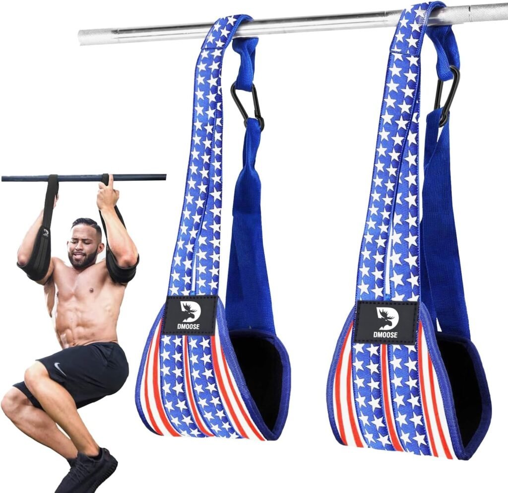 DMoose Fitness Hanging Ab Straps for Pull Up Bar  Abdominal Muscle Building, Rip Resistant and padded Arm Support for Ab Workout, Ab Sling Straps for Knee  Leg Raises, Pull Up Straps for Men  Women