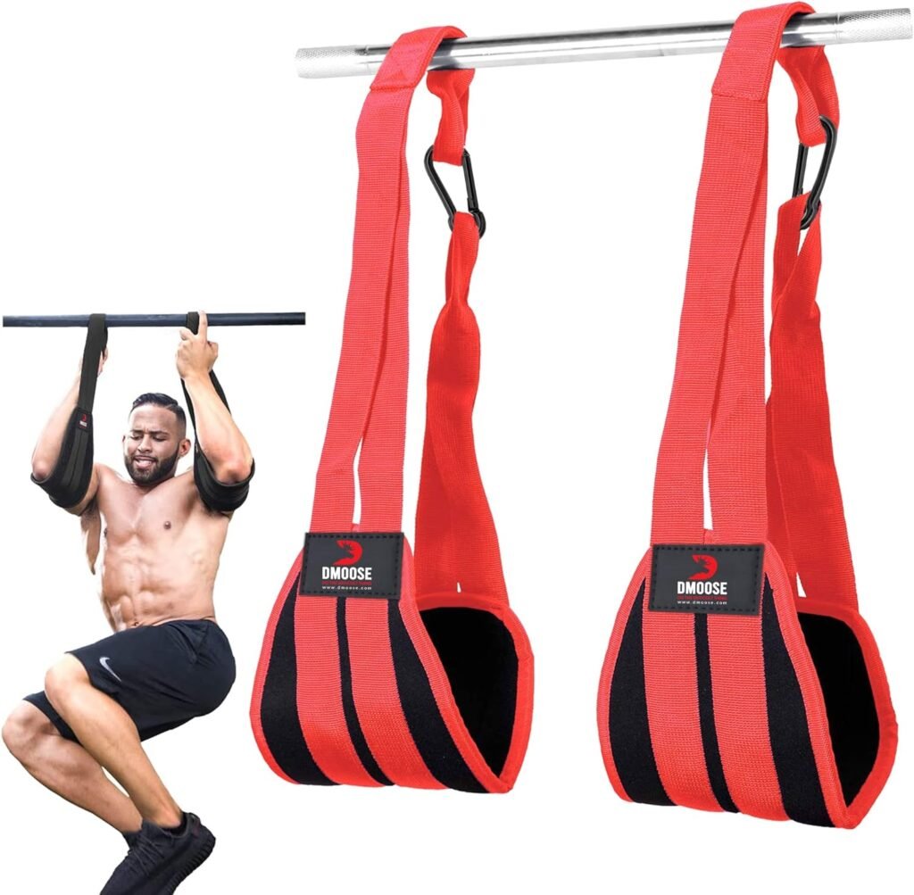 DMoose Fitness Hanging Ab Straps for Pull Up Bar  Abdominal Muscle Building, Rip Resistant and padded Arm Support for Ab Workout, Ab Sling Straps for Knee  Leg Raises, Pull Up Straps for Men  Women