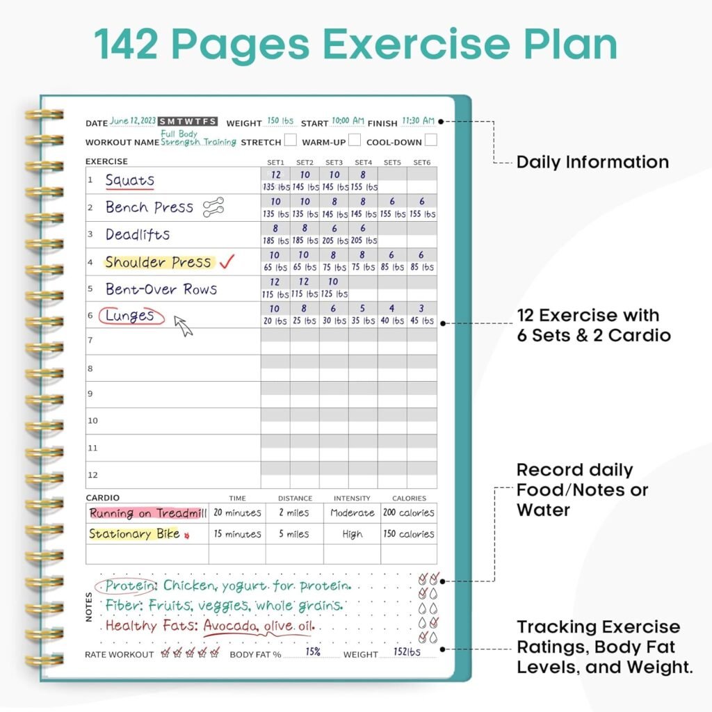 Fitness Workout Journal for Women  Men, A5(5.5 x 8.2) Workout Log Book Planner for Tracking, Progress, and Achieving Your Wellness Goals-Pink