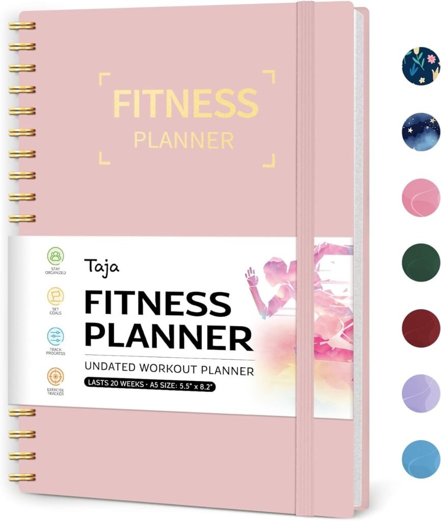 Fitness Workout Journal for Women  Men, A5(5.5 x 8.2) Workout Log Book Planner for Tracking, Progress, and Achieving Your Wellness Goals-Pink