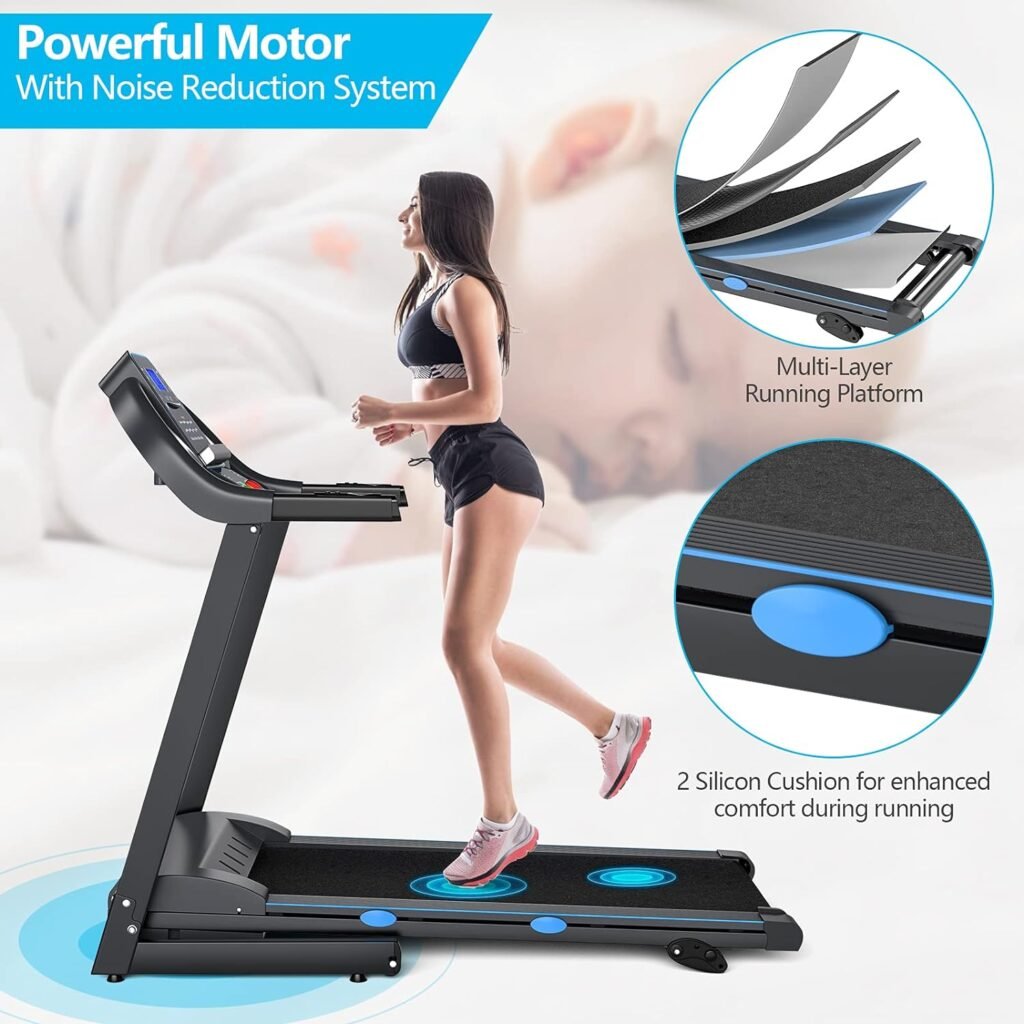 GYMAX Foldable Treadmill, 2.25HP Manual Incline Running Machine with LCD Display, 12 Preset Programs  Heart Rate Monitor, 17inch Wide Running Machine for Cardio Training, Home Gym Exercise Workout