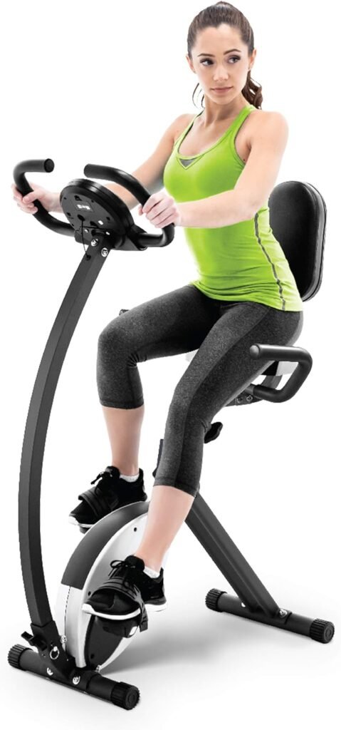 Marcy Foldable Upright Exercise Bike with Adjustable Resistance for Cardio Workout  Strength Training - Multiple Styles Available