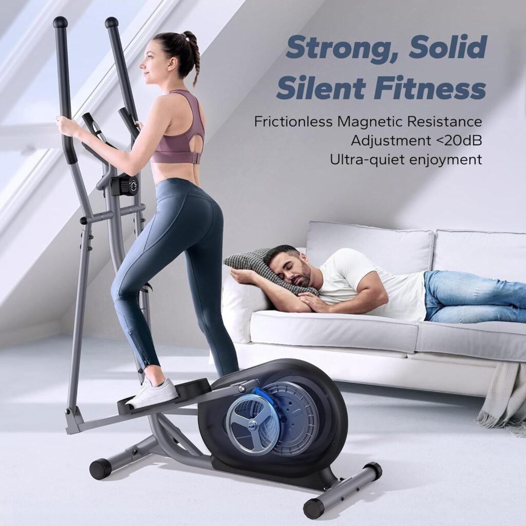 MERACH Elliptical Machine for Home Use, Compact Elliptical Training Machines with MERACH App, Elliptical Exercise Machine with 16-Level Magnetic Resistance and Ultra-Quiet Magnetic System