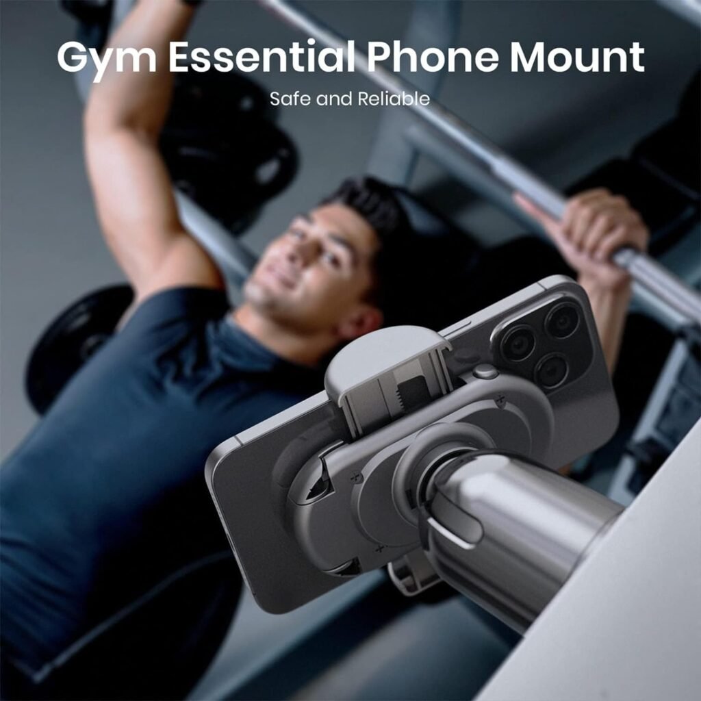 MiiKARE Gym Accessory Magnetic Phone Holder for Videos, Universal Magnetic Phone Mount for Gym Golfcart Phone Holder 360Degree Angle Adjustable, Home Gym Essentials Phone Mount for Women an Men-Black