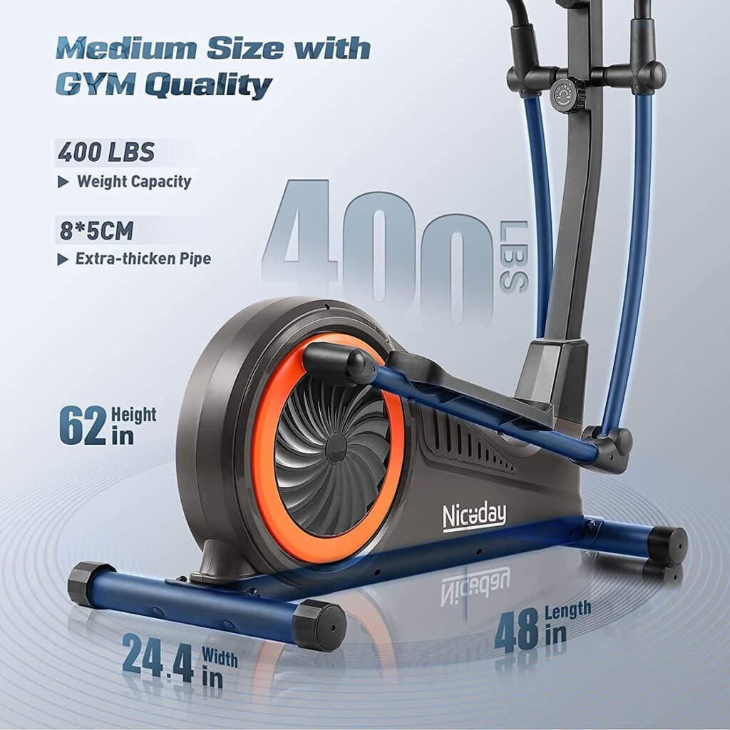 Niceday Elliptical Machine, Elliptical Exercise Machine for Home with Hyper-Quiet Magnetic Driving System, Elliptical Trainer with 15.5IN-18IN Stride, 16 Resistance Levels, 400LBS Loading Capacity