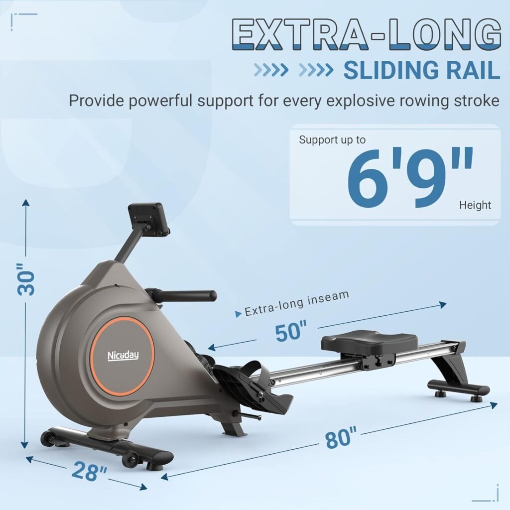 Niceday Rowing Machine, Magnetic Rower Machine with 16 Resistance Levels, 350LBS Loading Capacity