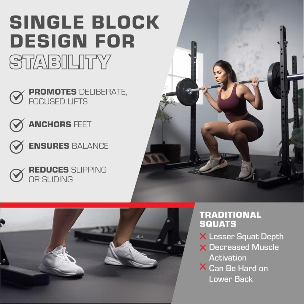 Power Press Squat Wedge Block - Squat Weight Lifting Wedges for Home Gym or Personal Trainers - Adjustable Angle Ramp Blocks for Heel Elevated Squatting Workout - Calf Raise Platform Board