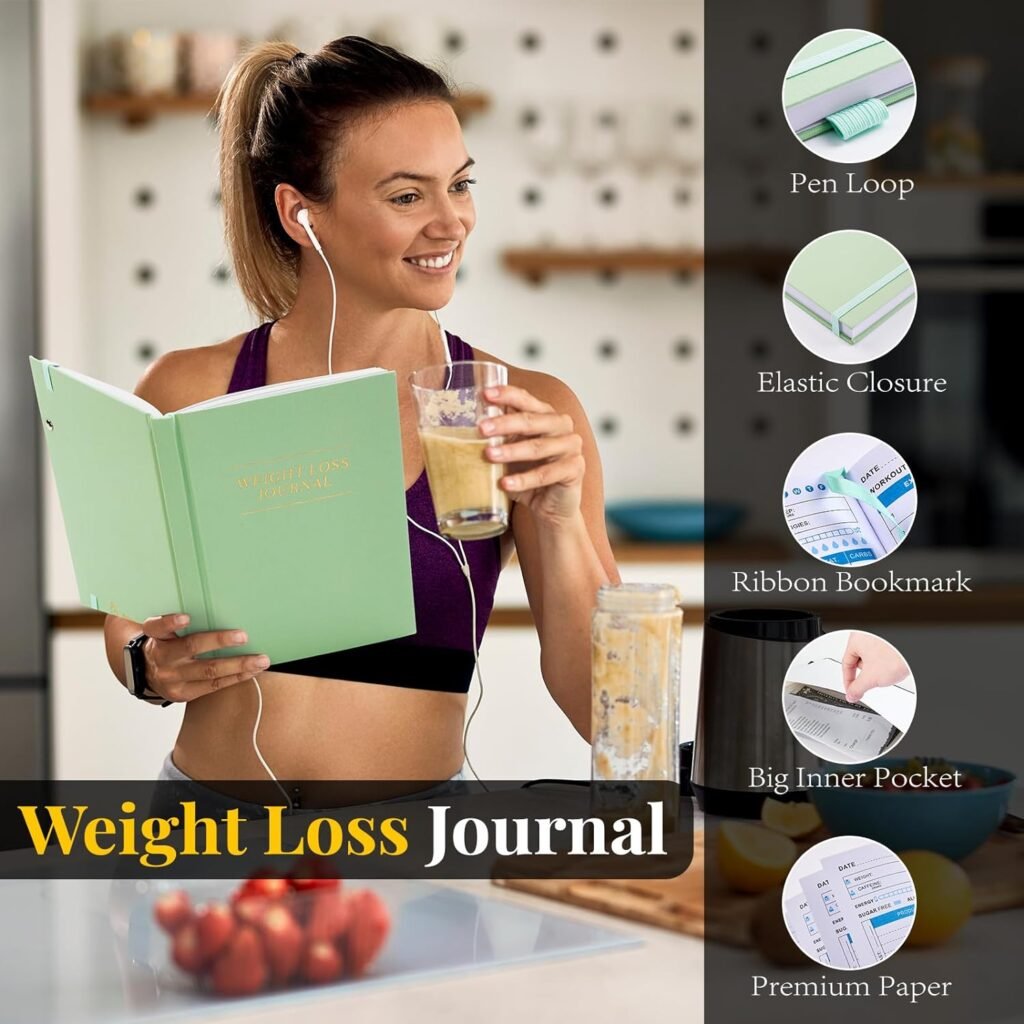 Weight Loss Journal for Women, 90 Days Food and Fitness Planner, Calories Counter Book to Track Meal and Exercise, Weightlifting Journal Home Gym Accessories Gift-Purple